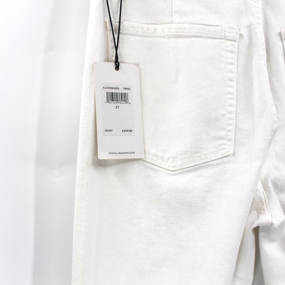 7 For All Mankind Flare Slit Jeans NEW White Denim Mid Rise Slim Leg Size 27 - Picture 6 of 9